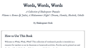 Words, Words, Words: A Collection of Shakespeare Puzzles